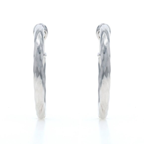 David Yurman Cable Edge Hoop Earrings - Sterling Silver 925 Yellow Gold 14k - Picture 3 of 6